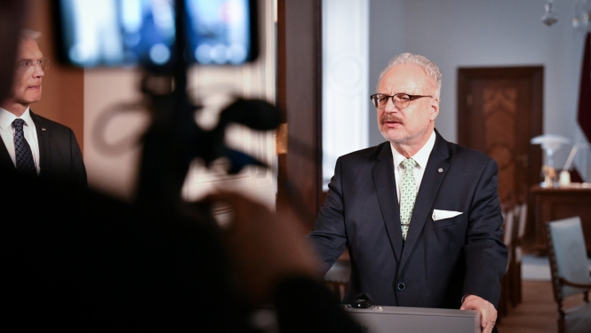 Valsts prezidenta Egila Levita un Ministru prezidenta Krišjāņa Kariņa preses konference 