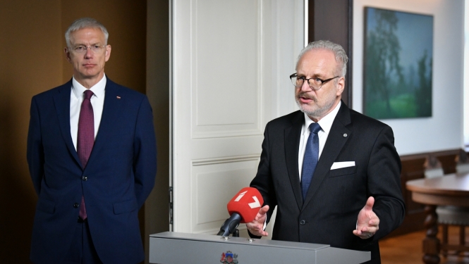 Valsts prezidenta Egila Levita un Ministru prezidenta Krišjāņa Kariņa kopīga preses konference