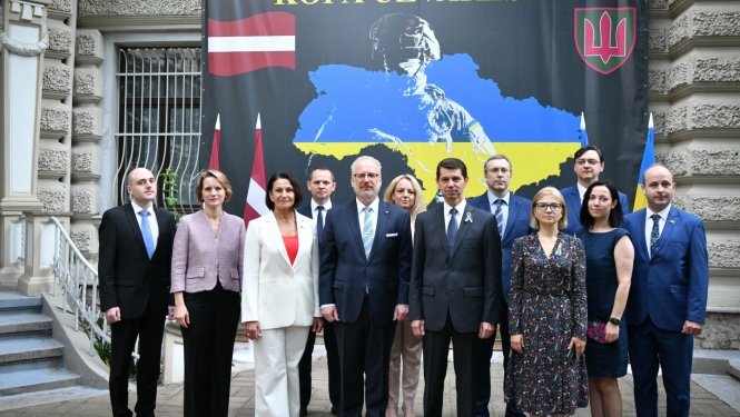 Valsts prezidents Egils Levits piedalās Ukrainas Neatkarības dienas pasākumā Ukrainas vēstniecībā Latvijā  2022. 24. augustā