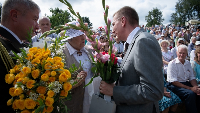 05.08.2023. Valsts prezidents Edgars Rinkēvičs uzrunā 24. Latvijas politiski represēto personu salidojuma dalībniekus