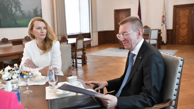 25.07.2023. Valsts prezidents Edgars Rinkēvičs tiekas ar tieslietu ministri Inesi Lībiņu-Egneri