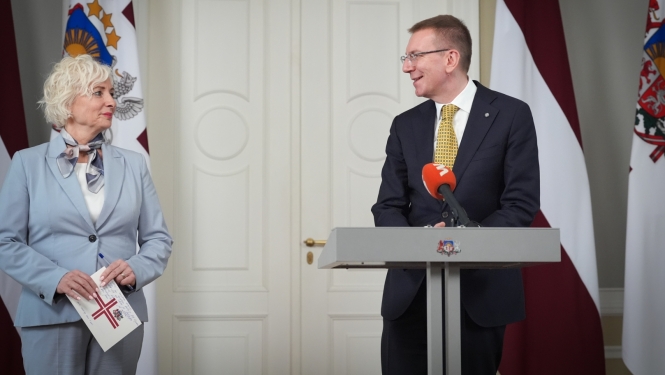 02.04.2024. Valsts prezidenta Edgara Rinkēviča tikšanās ar Saeimas priekšsēdētāju Daigu Mieriņu