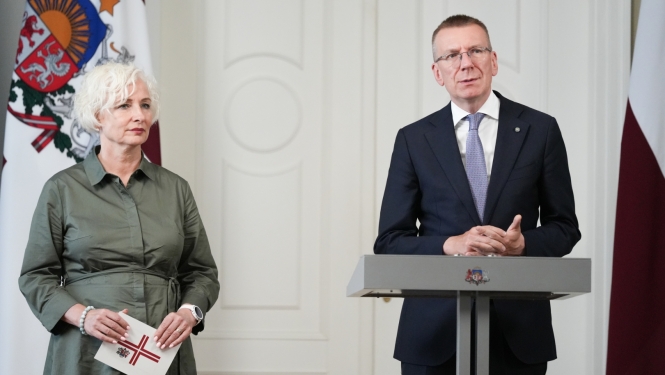 04.06.2024. Valsts prezidenta Edgara Rinkēviča tikšanās ar Saeimas priekšsēdētāju Daigu Mieriņu