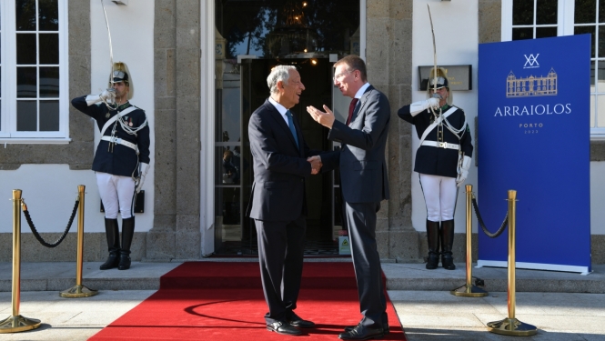 06.10.2023. Valsts prezidenta Edgara Rinkēviča dalība Arajološas grupas sanāksmē Portugālē