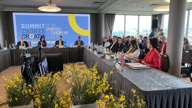 10.05.2023. Valsts prezidenta kundzes Andras Levites runa Eiropas līderu dzīvesbiedru samitā Zagrebā, kas veltīts bērnu un jauniešu liekā svara un aptaukošanās gadījumu ierobežošanai