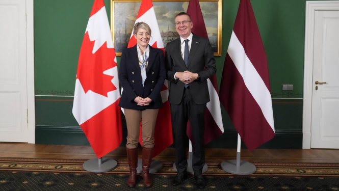 02.12.2024. Valsts prezidenta Edgara Rinkēviča tikšanās ar Kanādas ārlietu ministri Melāniju Žolī (Mélanie Joly)