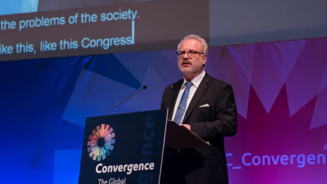 Valsts prezidenta Egila Levita runa Blockchain Pasaules kongresā Spānijā