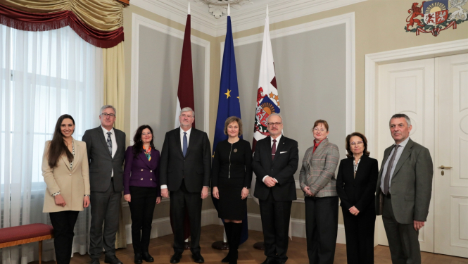 08.02.2023. Valsts prezidents Egils Levits tiekas ar Eiropas Savienības Tiesas pārstāvjiem. Foto autors: Gatis Bergmanis, Valsts prezidenta kanceleja.