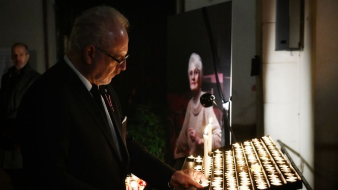 Valsts prezidenta Egila Levita atvadu vārdi māksliniecei Džemmai Skulmei Doma baznīcā 2019. gada 16. novembrī