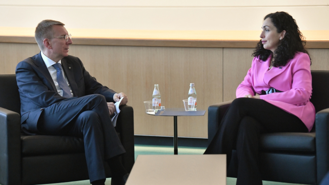 20.09.2023. Valsts prezidenta Edgara Rinkēviča tikšanās ar Kosovas prezidenti Vjosu Osmani-Sadriu