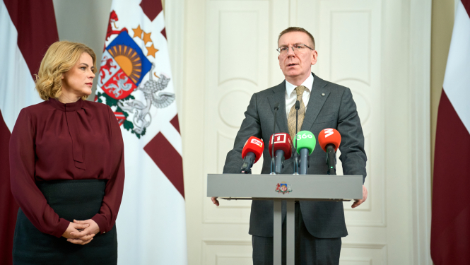 Valsts prezidenta Edgara Rinkēviča un Ministru prezidentes Evikas Siliņas preses konference