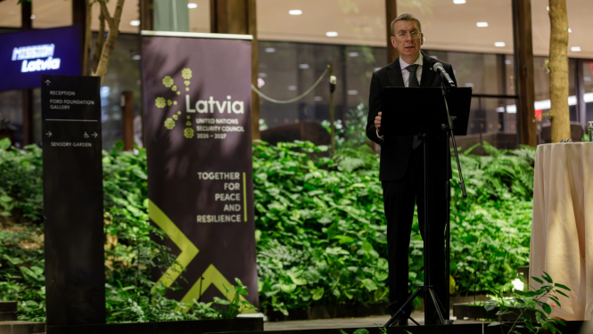 09.11.2023. Valsts prezidents Edgars Rinkēvičs atklāj Latvijas kandidatūru ANO Drošības padomē 2026.-2027. gadā