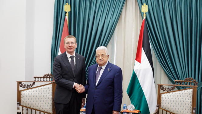 20.11.2023. Valsts prezidenta Edgara Rinkēviča tikšanās ar Palestīniešu pašpārvaldes prezidentu Mahmūdu Abāsu (Mahmoud Abbas).