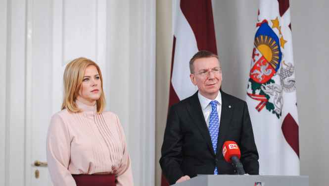 06.12.2023. Valsts prezidenta Edgara Rinkēviča tikšanās un preses konference ar Ministru prezidenti Eviku Siliņu. 