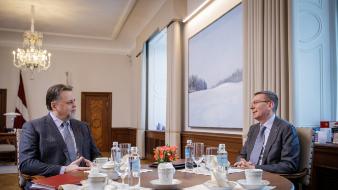 03.01.2024. Valsts prezidenta Edgara Rinkēviča tikšanās ar Augstākās tiesas priekšsēdētāju Aigaru Strupišu