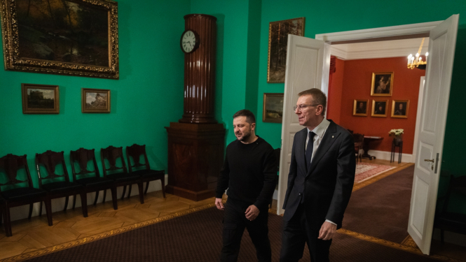 11.01.2024. Valsts prezidenta Edgara Rinkēviča un Ukrainas prezidenta Volodimira Zelenska tikšanās Rīgas pilī