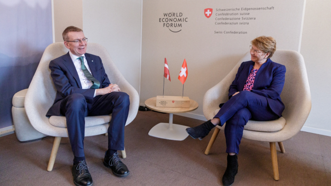 18.01.2024. Valsts prezidenta Edgara Rinkēviča tikšanās ar Šveices Konfederācijas prezidenti Violu Amherdu (Ms Viola Amherd), 