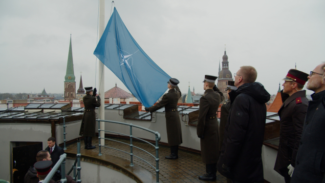 29.03.2024. NATO karoga pacelšanas Rīgas pils Svētā Gara tornī