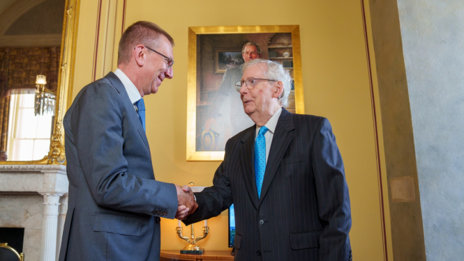 08.07.2024. Valsts prezidenta Edgara Rinkēviča tikšanās ar ASV Senāta mazākuma līderi Edisonu Mičelu Makonelu