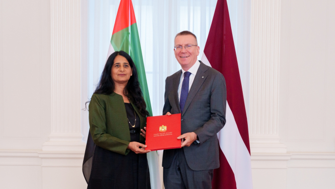13.08.2024. V.E. Apvienoto Arābu Emirātu ārkārtējās un pilnvarotās vēstnieces Latvijas Republikā Nūras Džumas (Ms Noora Juma) akreditācija darbam Latvijā