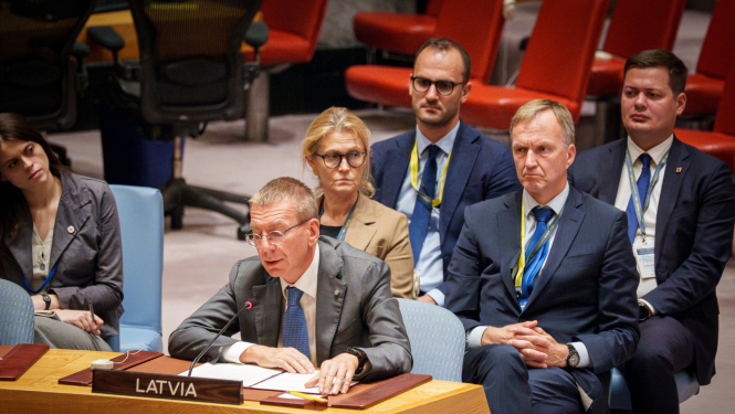 25.09.2024. Valsts prezidenta Edgara Rinkēviča uzruna Apvienoto Nāciju Organizācijas Drošības padomes augsta līmeņa atklātajās debatēs “Līderība mieram: Vienoti drošas nākotnes veidošanā, respektējot Apvienoto Nāciju Organizācijas Statūtus”