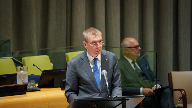 25.09.2024. Valsts prezidenta Edgara Rinkēviča uzruna augsta līmeņa plenārsēdē par jūras līmeņa celšanās radīto eksistenciālo draudu novēršanu