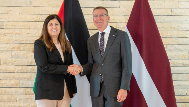 Valsts prezidenta Edgara Rinkēviča tikšanās ar Palestīnas ārlietu un diasporas lietu ministri Varsenu Agabekjanu Šahīnu