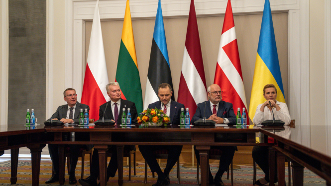 Baltijas valstu, Polijas un Dānijas līderi pārrunā atbalstu Ukrainai un Baltijas jūras reģiona drošību