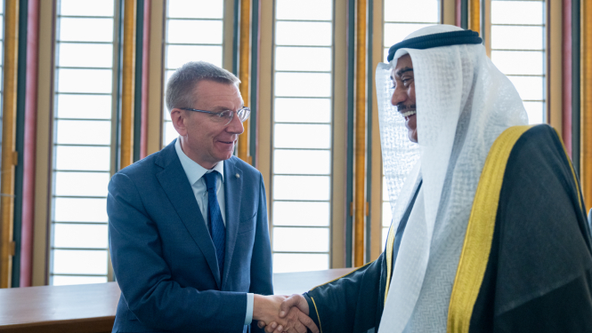 Valsts prezidenta Edgara Rinkēviča tikšanās ar Kuveitas kroņprinci Sabāhu Hālidu Al Hamadu as Sabāhu