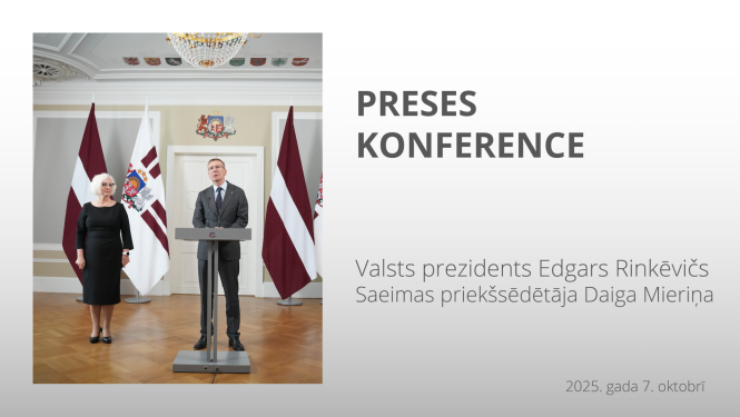 Valsts prezidenta Edgara Rinkēviča un Saeimas priekšsēdētājas Daigas Mieriņas preses konference