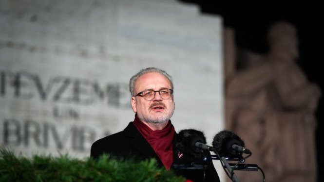 Valsts prezidenta Egila Levita runa pie Brīvības pieminekļa 2019. gada 18. novembrī