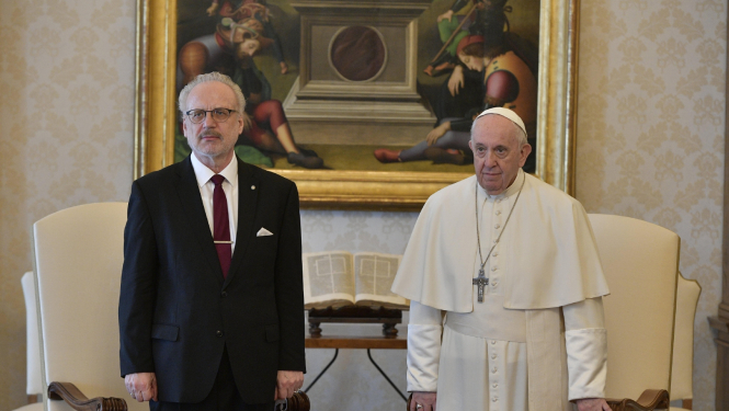 Valsts prezidents Egils Levits un Viņa Svētība pāvests Francisks