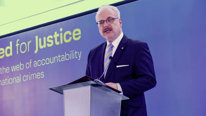 03.03.2023. Valsts prezidenta Egila Levita runa konferencē “Vienoti taisnīgumam” Ļvivā. 