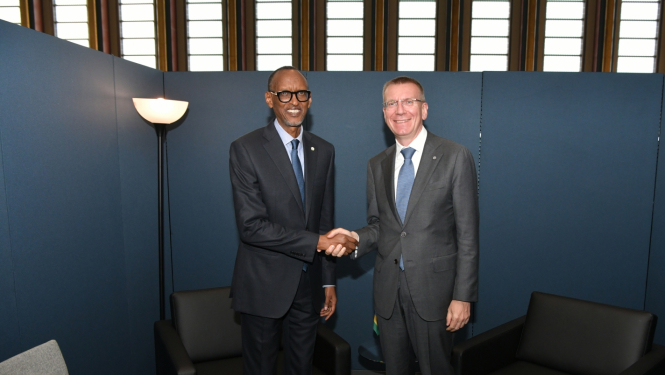 19.09.2023. Valsts prezidents Edgars Rinkēvičs ANO Ģenerālās asamblejas 78. sesijas laikā Ņujorkā tiekas ar Ruandas prezidentu Polu Kagame (Paul Kagame)