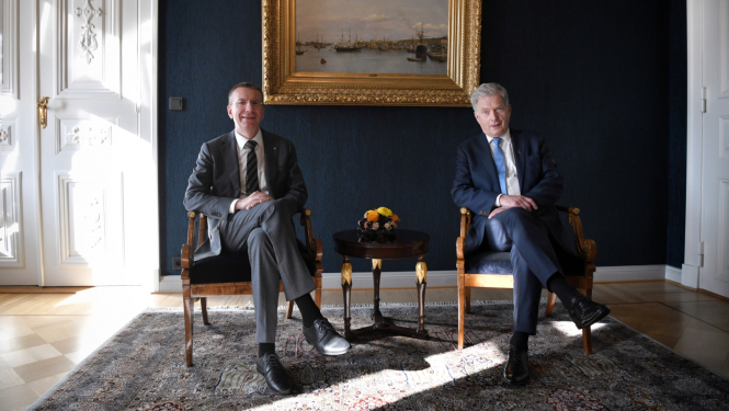 28.09.2023. Valsts prezidenta Edgara Rinkēviča darba vizīte Somijas Republikā. Tikšanās ar Somijas Republikas prezidentu Sauli Nīnisti.