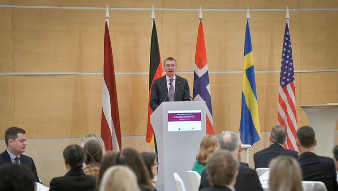 12.02.2024. Valsts prezidenta Edgara Rinkēviča tikšanās ar Norvēģijas, Zviedrijas, ASV un Vācijas-Baltijas tirdzniecības kamerām