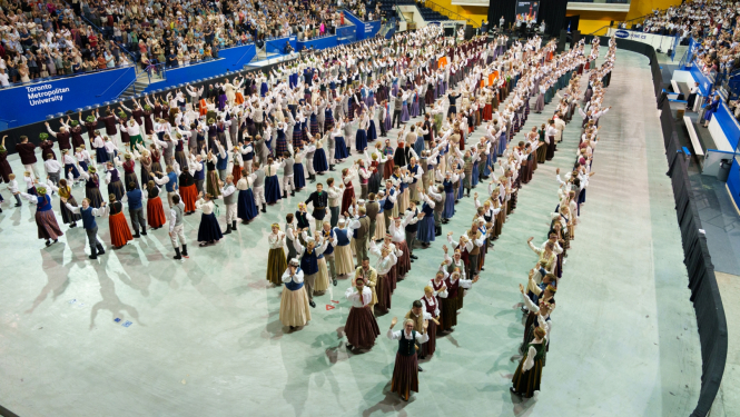 07.07.2024. Valsts prezidents Edgars Rinkēvičs apmeklē tautas deju lieluzvedumu XVI Latviešu Dziesmu un Deju svētkos Kanādā