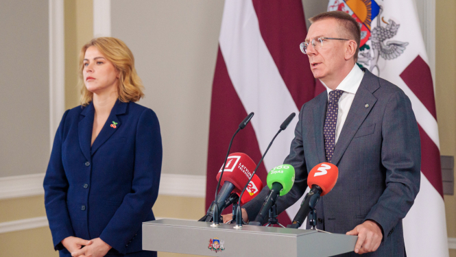 Valsts prezidenta Edgara Rinkēviča un Ministru prezidentes Evikas Siliņas preses konference