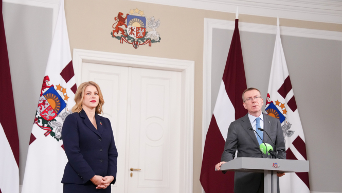 Valsts prezidenta Edgara Rinkēviča un Ministru prezidentes Evikas Siliņas preses konference