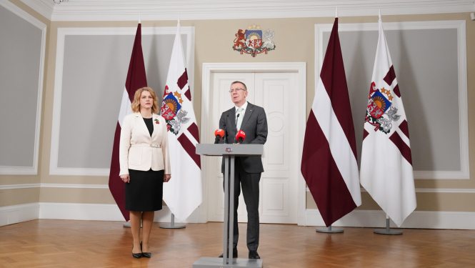 Valsts prezidenta Edgara Rinkēviča un Ministru prezidentes Evikas Siliņas preses konference