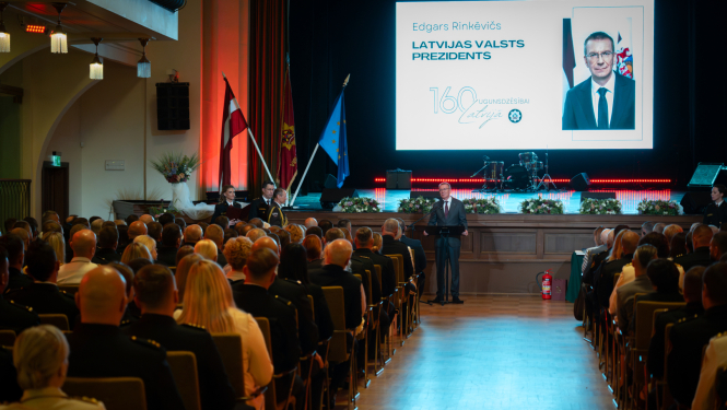 16.05.2025. Valsts prezidenta Edgara Rinkēviča dalība Valsts ugunsdzēsības un glābšanas dienesta apbalvošanas pasākumā par godu ugunsdzēsības Latvijā 160. gadadienai