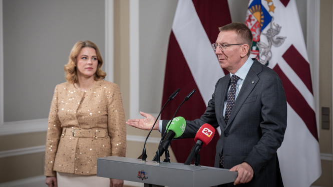 Valsts prezidenta Edgara Rinkēviča un Ministru prezidentes Evikas Siliņas preses konference