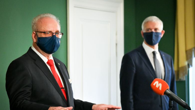 Valsts prezidenta Egila Levita un Ministru prezidenta Krišjāņa Kariņa mediju brīfings