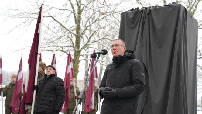 10.01.2025. Valsts prezidenta Edgara Rinkēviča dalība Latvijas nacionālo partizānu piemiņas vietas atklāšanā Kuldīgas novada Kabiles pagastā