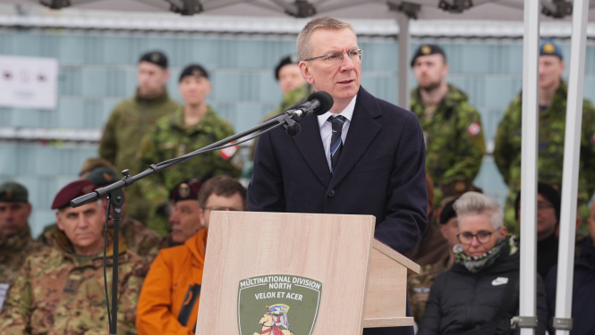 30.04.2026. Valsts prezidenta Edgara Rinkēviča dalība NATO Daudznacionālās divīzijas štāba “Ziemeļi” komandieru maiņas ceremonijā
