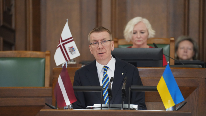 Valsts prezidenta Edgara Rinkēviča dalība Saeimas ārkārtas sēdē, pieminot Krievijas Federācijas pilna mēroga militārā iebrukuma Ukrainā ceturto gadadienu