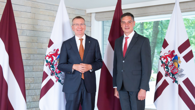 Valsts prezidents Edgars Rinkēvičs tiekas ar Liepājas domes priekšsēdētāju Gunāru Ansiņu