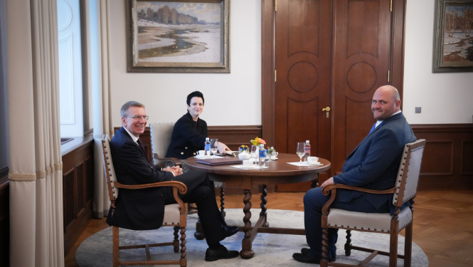 12.09.2025. Valsts prezidents Edgars Rinkēvičs tiekas ar Jelgavas valstspilsētas domes priekšsēdētāju Mārtiņu Daģi