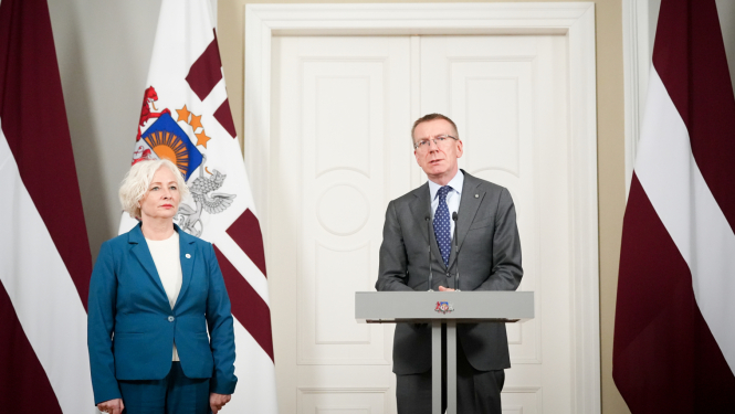 06.05.2025. Valsts prezidenta Edgara Rinkēviča tikšanās ar Saeimas priekšsēdētāju Daigu Mieriņu