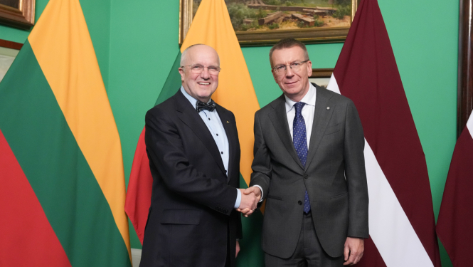 Valsts prezidents Edgars Rinkēvičs tiekas ar Lietuvas parlamenta priekšsēdētāju Jozu Oleku